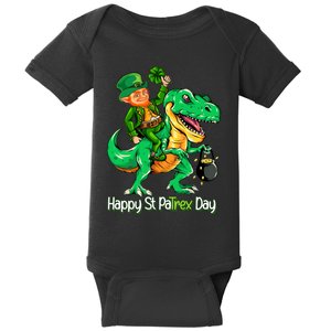 St Patricks Day Leprechaun Riding Dinosaur Gift Boy Baby Bodysuit