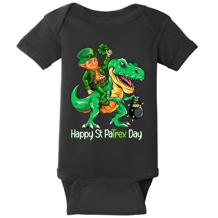 St Patricks Day Leprechaun Riding Dinosaur Gift Boy Baby Bodysuit