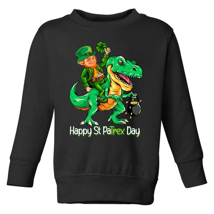 St Patricks Day Leprechaun Riding Dinosaur Gift Boy Toddler Sweatshirt