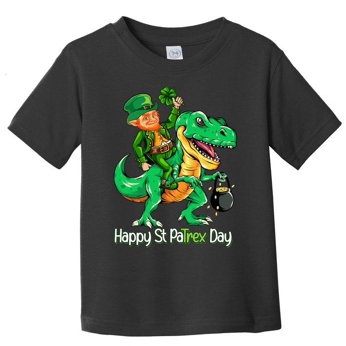 St Patricks Day Leprechaun Riding Dinosaur Gift Boy Toddler T-Shirt