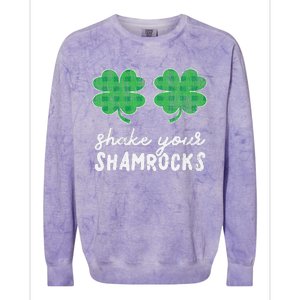 St Patrick's Day Shake Your Shamrocks Buffalo Plaid Clover Colorblast Crewneck Sweatshirt