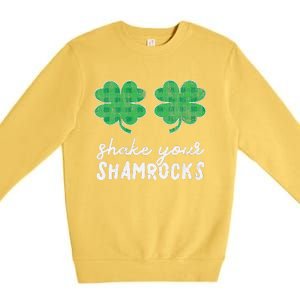 St Patrick's Day Shake Your Shamrocks Buffalo Plaid Clover Premium Crewneck Sweatshirt