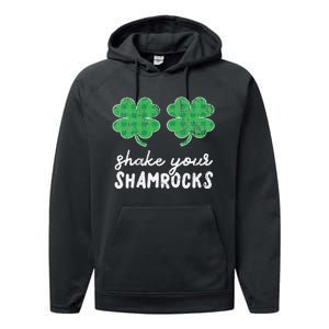 St Patrick's Day Shake Your Shamrocks Buffalo Plaid Clover Performance Fleece Hoodie