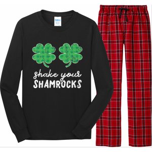 St Patrick's Day Shake Your Shamrocks Buffalo Plaid Clover Long Sleeve Pajama Set