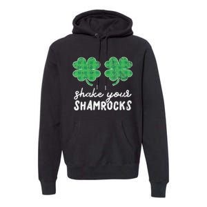 St Patrick's Day Shake Your Shamrocks Buffalo Plaid Clover Premium Hoodie