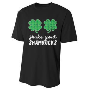 St Patrick's Day Shake Your Shamrocks Buffalo Plaid Clover Performance Sprint T-Shirt