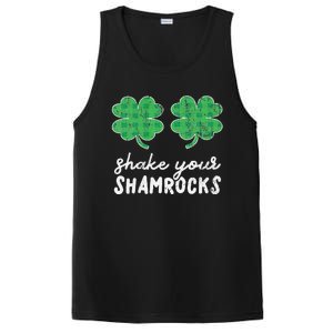 St Patrick's Day Shake Your Shamrocks Buffalo Plaid Clover PosiCharge Competitor Tank