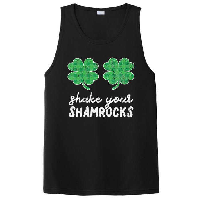 St Patrick's Day Shake Your Shamrocks Buffalo Plaid Clover PosiCharge Competitor Tank