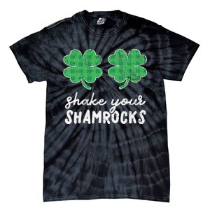 St Patrick's Day Shake Your Shamrocks Buffalo Plaid Clover Tie-Dye T-Shirt