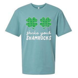 St Patrick's Day Shake Your Shamrocks Buffalo Plaid Clover Sueded Cloud Jersey T-Shirt