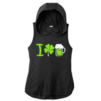 Saint Patrick's Day I Love Beer Ladies PosiCharge Tri-Blend Wicking Draft Hoodie Tank