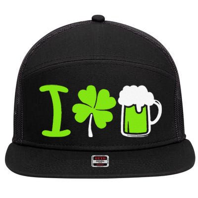 Saint Patrick's Day I Love Beer 7 Panel Mesh Trucker Snapback Hat