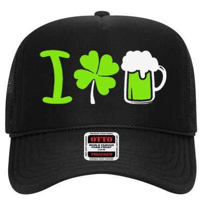 Saint Patrick's Day I Love Beer High Crown Mesh Back Trucker Hat