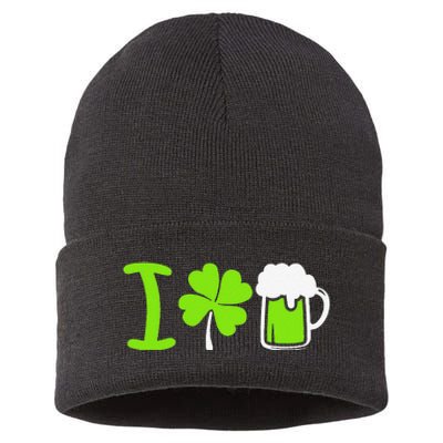 Saint Patrick's Day I Love Beer Sustainable Knit Beanie