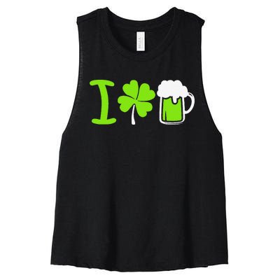 Saint Patrick's Day I Love Beer Women's Racerback Cropped Tank