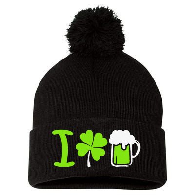 Saint Patrick's Day I Love Beer Pom Pom 12in Knit Beanie