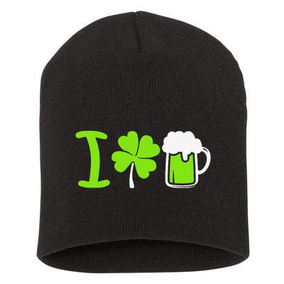 Saint Patrick's Day I Love Beer Short Acrylic Beanie