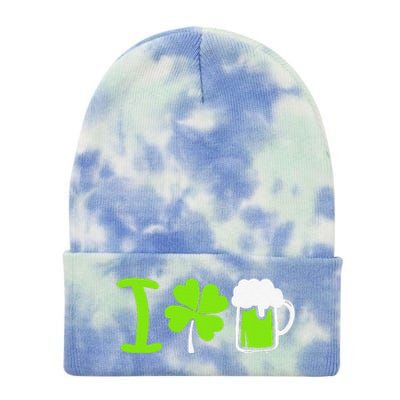 Saint Patrick's Day I Love Beer Tie Dye 12in Knit Beanie