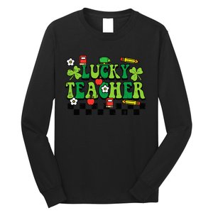 St Patricks Day Lucky Teacher Saint Paddys Groovy Long Sleeve Shirt