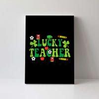 St Patricks Day Lucky Teacher Saint Paddys Groovy Canvas