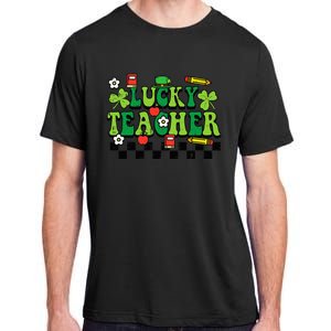 St Patricks Day Lucky Teacher Saint Paddys Groovy Adult ChromaSoft Performance T-Shirt