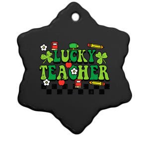 St Patricks Day Lucky Teacher Saint Paddys Groovy Ceramic Star Ornament