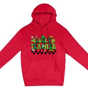 St Patricks Day Lucky Teacher Saint Paddys Groovy Premium Pullover Hoodie