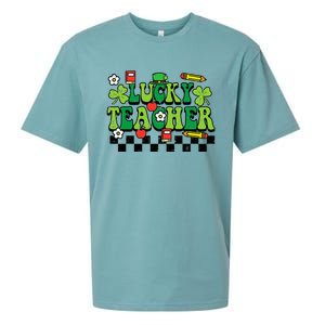 St Patricks Day Lucky Teacher Saint Paddys Groovy Sueded Cloud Jersey T-Shirt