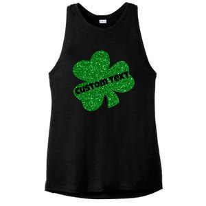 St. Patrick's Day Teacher Ms Mrs Personalized Name Green Glitter Ladies PosiCharge Tri-Blend Wicking Tank