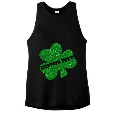 St. Patrick's Day Teacher Ms Mrs Personalized Name Green Glitter Ladies PosiCharge Tri-Blend Wicking Tank