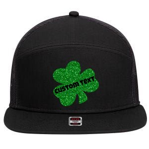 St. Patrick's Day Teacher Ms Mrs Personalized Name Green Glitter 7 Panel Mesh Trucker Snapback Hat