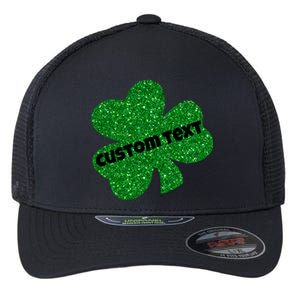 St. Patrick's Day Teacher Ms Mrs Personalized Name Green Glitter Flexfit Unipanel Trucker Cap