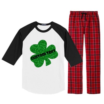 St. Patrick's Day Teacher Ms Mrs Personalized Name Green Glitter Raglan Sleeve Pajama Set