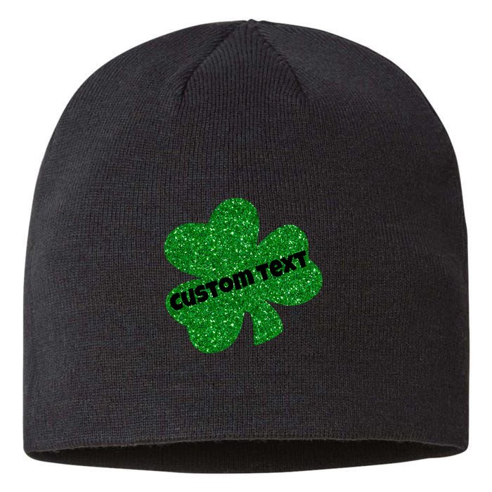 St. Patrick's Day Teacher Ms Mrs Personalized Name Green Glitter Sustainable Beanie