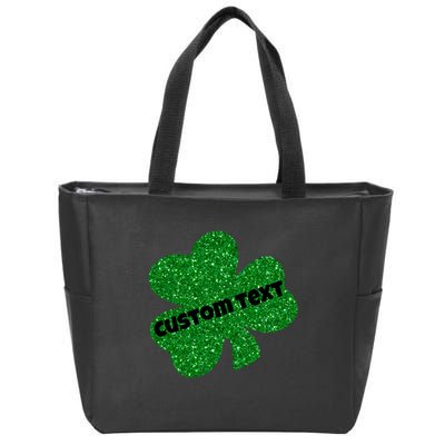 St. Patrick's Day Teacher Ms Mrs Personalized Name Green Glitter Zip Tote Bag
