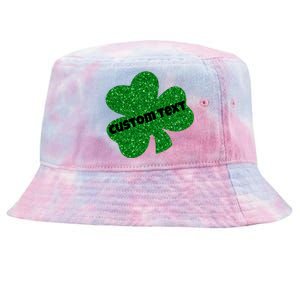 St. Patrick's Day Teacher Ms Mrs Personalized Name Green Glitter Tie-Dyed Bucket Hat