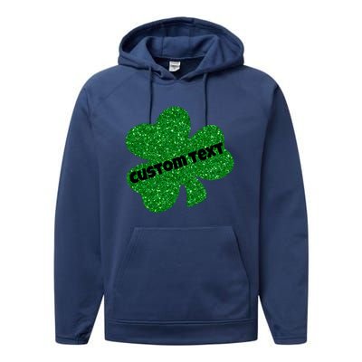 St. Patrick's Day Teacher Ms Mrs Personalized Name Green Glitter Performance Fleece Hoodie