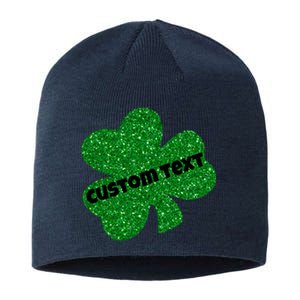 St. Patrick's Day Teacher Ms Mrs Personalized Name Green Glitter Sustainable Beanie