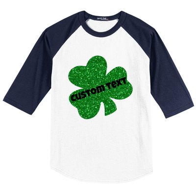 St. Patrick's Day Teacher Ms Mrs Personalized Name Green Glitter Baseball Sleeve Shirt