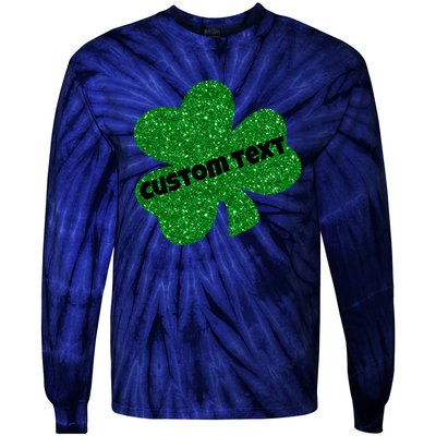 St. Patrick's Day Teacher Ms Mrs Personalized Name Green Glitter Tie-Dye Long Sleeve Shirt