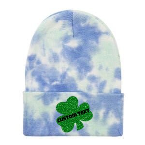 St. Patrick's Day Teacher Ms Mrs Personalized Name Green Glitter Tie Dye 12in Knit Beanie