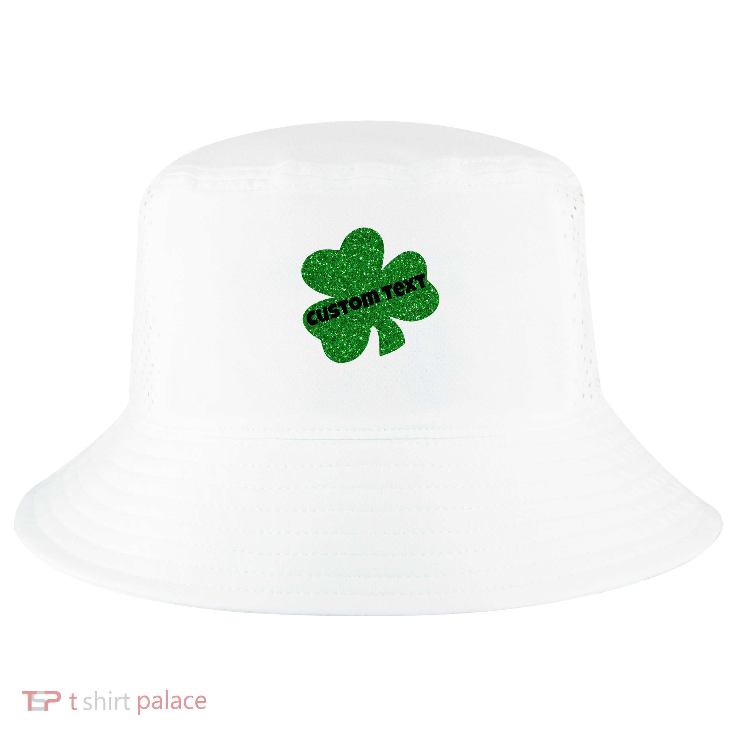 St. Patrick's Day Teacher Ms Mrs Personalized Name Green Glitter Cool Comfort Performance Bucket Hat