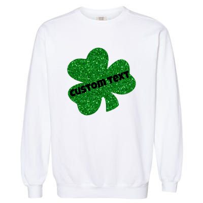 St. Patrick's Day Teacher Ms Mrs Personalized Name Green Glitter Garment-Dyed Sweatshirt