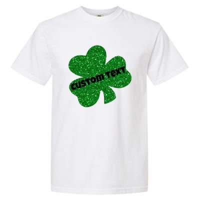 St. Patrick's Day Teacher Ms Mrs Personalized Name Green Glitter Garment-Dyed Heavyweight T-Shirt