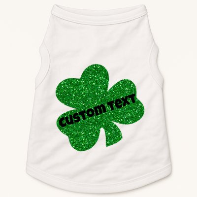 St. Patrick's Day Teacher Ms Mrs Personalized Name Green Glitter Doggie Tank