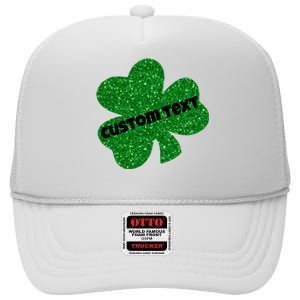 St. Patrick's Day Teacher Ms Mrs Personalized Name Green Glitter High Crown Mesh Back Trucker Hat