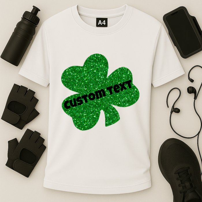 St. Patrick's Day Teacher Ms Mrs Personalized Name Green Glitter Cooling Performance Crew T-Shirt