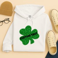 St. Patrick's Day Teacher Ms Mrs Personalized Name Green Glitter Hoodie