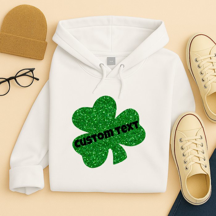 St. Patrick's Day Teacher Ms Mrs Personalized Name Green Glitter Hoodie