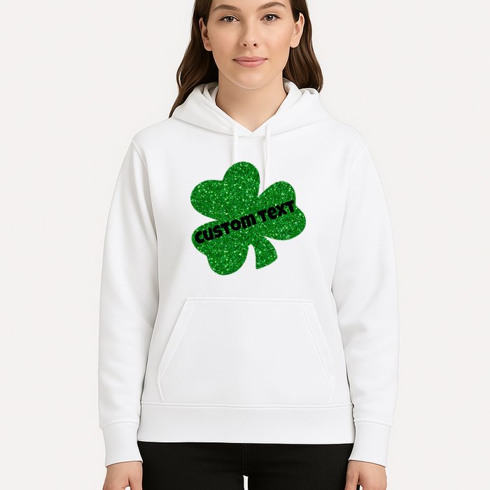St. Patrick's Day Teacher Ms Mrs Personalized Name Green Glitter Hoodie
